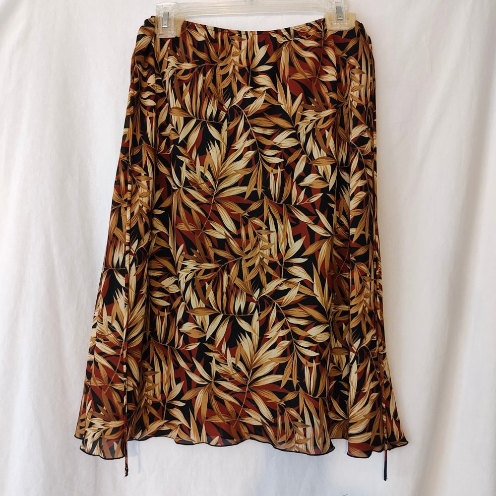 Versailles Autumn Leaf Print Midi Skirt